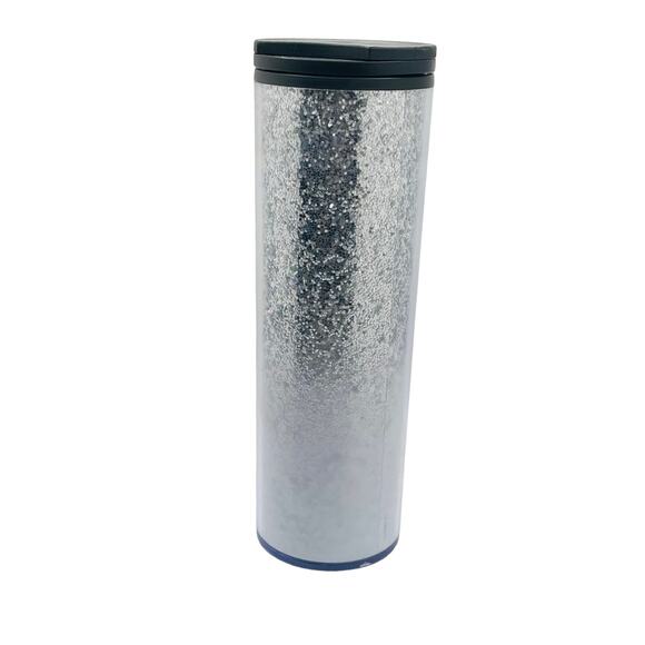 Starbucks White Glitter Tumbler - Holiday 2019 - Silver Sparkles Twist Top 16 oz - Picture 3 of 11